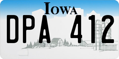 IA license plate DPA412