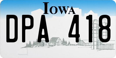 IA license plate DPA418