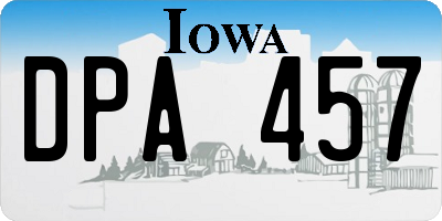 IA license plate DPA457
