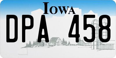 IA license plate DPA458