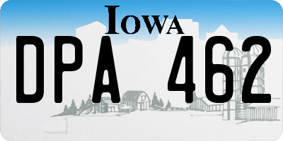 IA license plate DPA462