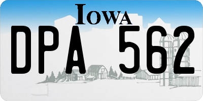 IA license plate DPA562