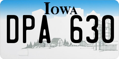 IA license plate DPA630
