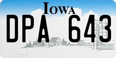 IA license plate DPA643