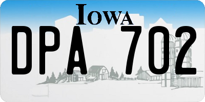IA license plate DPA702