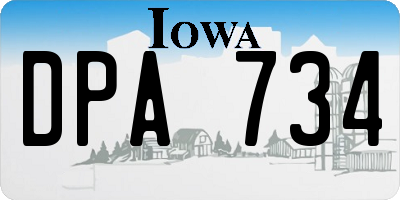 IA license plate DPA734