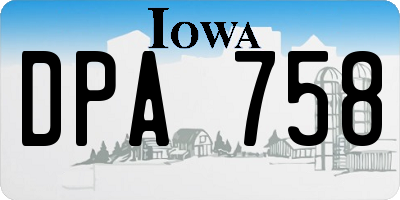 IA license plate DPA758