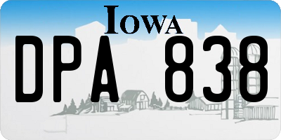 IA license plate DPA838