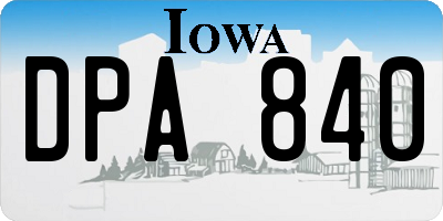 IA license plate DPA840