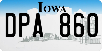 IA license plate DPA860