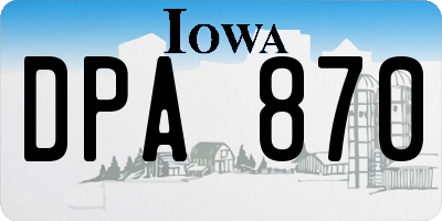 IA license plate DPA870