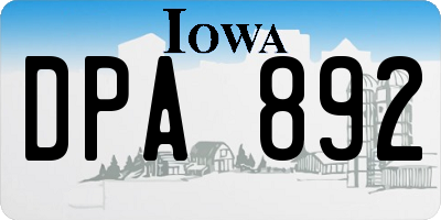 IA license plate DPA892