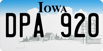IA license plate DPA920