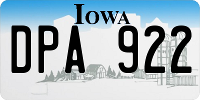 IA license plate DPA922