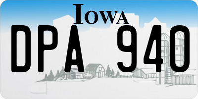 IA license plate DPA940