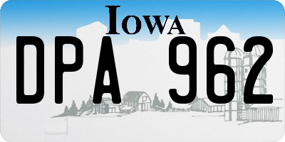 IA license plate DPA962