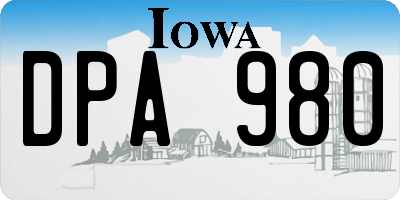 IA license plate DPA980