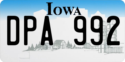 IA license plate DPA992