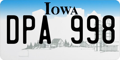 IA license plate DPA998