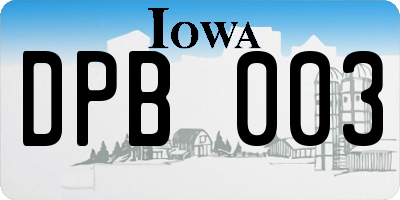 IA license plate DPB003