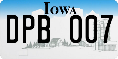 IA license plate DPB007