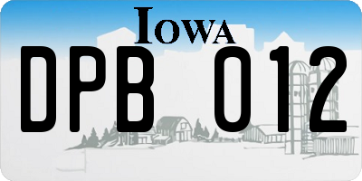 IA license plate DPB012