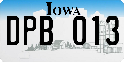 IA license plate DPB013