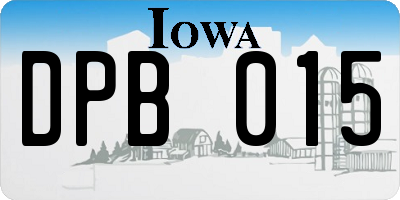 IA license plate DPB015