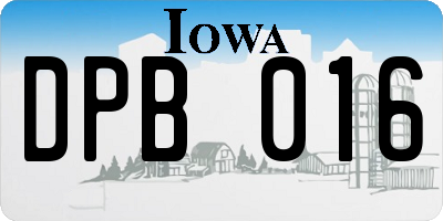 IA license plate DPB016