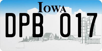 IA license plate DPB017