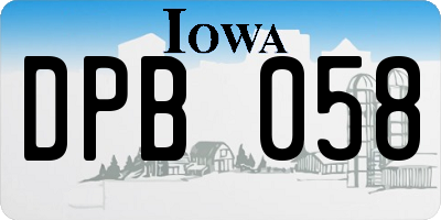 IA license plate DPB058