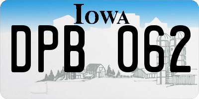 IA license plate DPB062