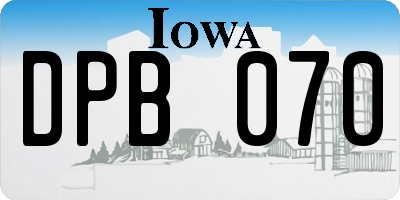 IA license plate DPB070