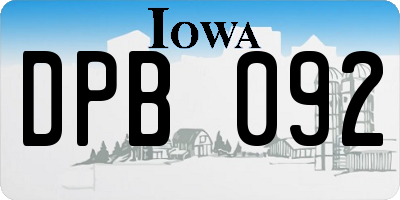 IA license plate DPB092