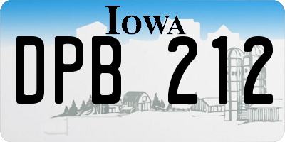 IA license plate DPB212