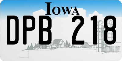 IA license plate DPB218