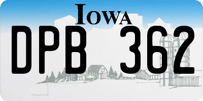 IA license plate DPB362