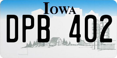 IA license plate DPB402