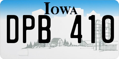 IA license plate DPB410