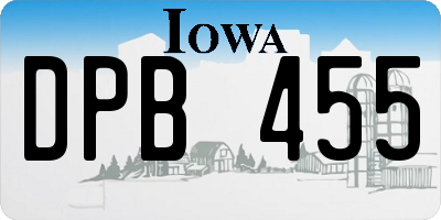 IA license plate DPB455