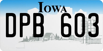 IA license plate DPB603