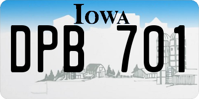 IA license plate DPB701
