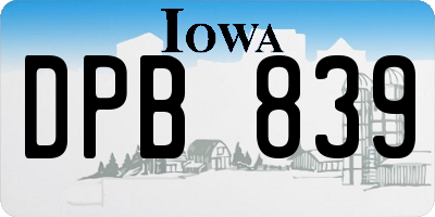 IA license plate DPB839