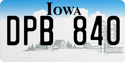 IA license plate DPB840