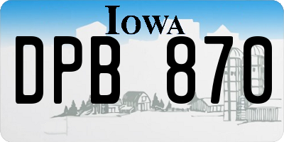IA license plate DPB870