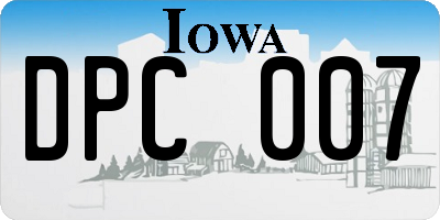 IA license plate DPC007