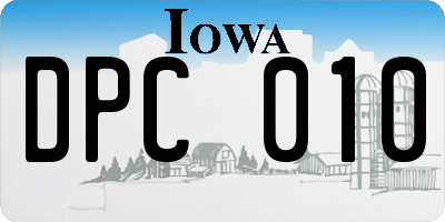 IA license plate DPC010