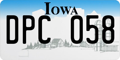 IA license plate DPC058