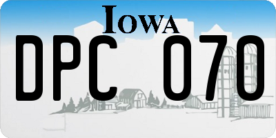 IA license plate DPC070