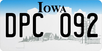 IA license plate DPC092